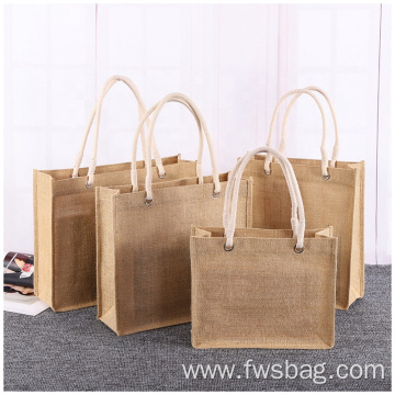 Groceries Delivery Burlap Flax Natural Jute Shopping Bag
